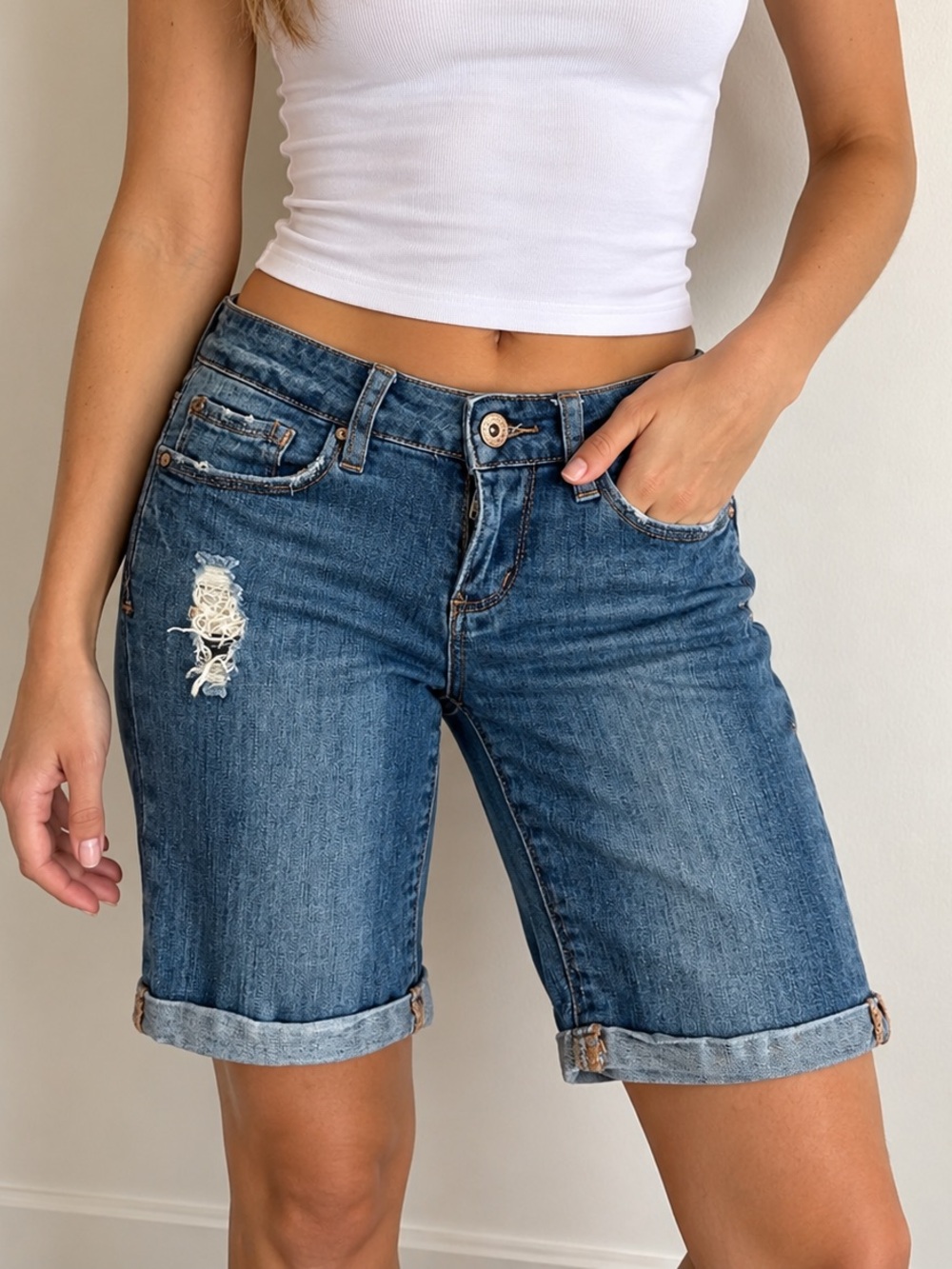 Garage Y2K Low Rise Bermuda Denim Jean Shorts Blue Size 0